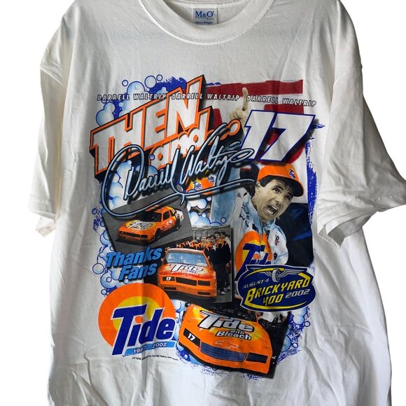 M O Knits Mens Tee shirt Size XL White Darrell Waltrip Ricky Craven 2 Sided - Picture 10 of 11